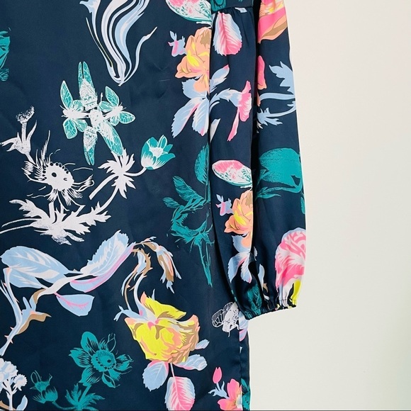 NWOT! Tibi Navy Gothic Floral Shift‎ Dress with Blouson Sleeves Size 2 - Picture 6 of 13